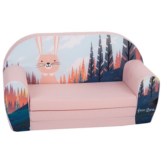 Divano per bambini Coniglio nel bosco - rosa