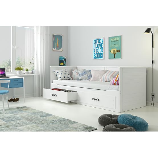 Divano letto HERMES per bambini con schienale - bianco