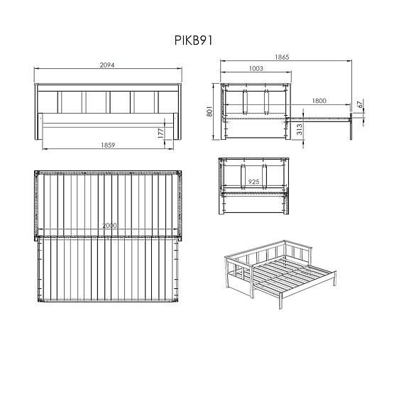 Letto per bambini estensibile con schienale Pino - bianco