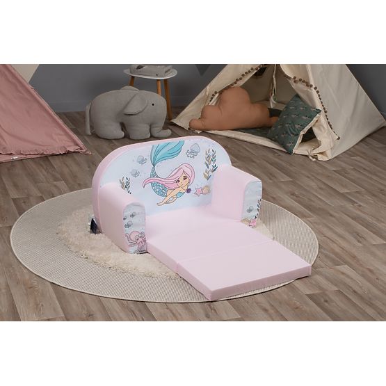 Divano per bambini Sirenetta - rosa e bianco