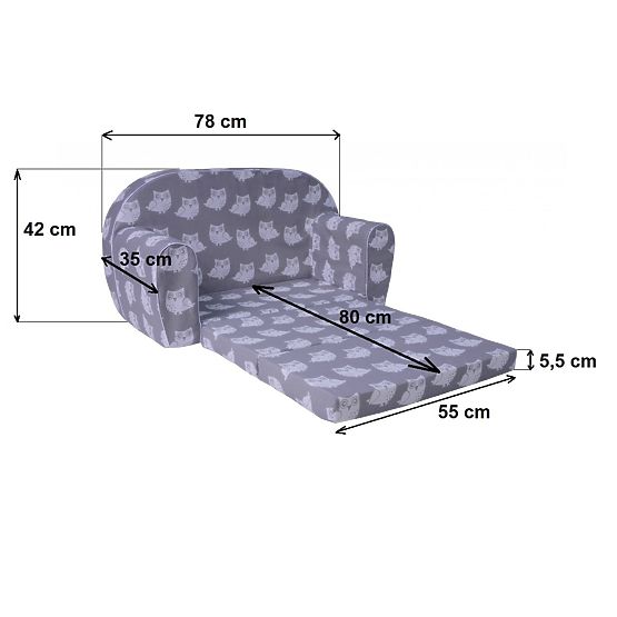 Divano per bambini Stelle - grigio