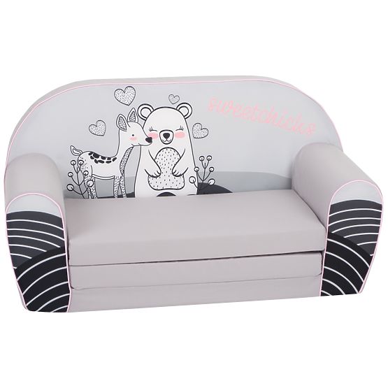 Divano per bambini con cerbiatto e orsetto - grigio