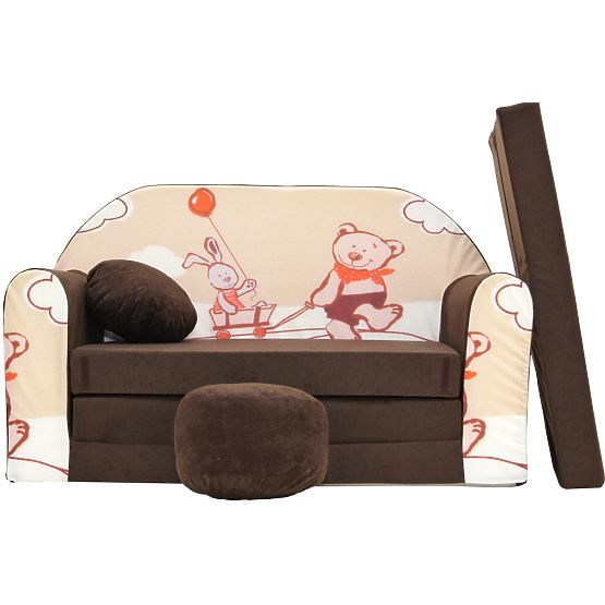 Divano per bambini Orsetto marrone-beige