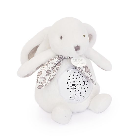 Doudou Carillon con proiezione Coniglietto bianco