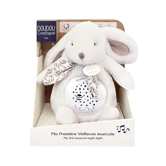 Doudou Carillon con proiezione Coniglietto bianco