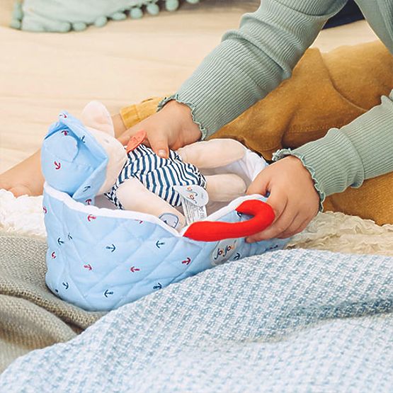 Doudou Jolijou Bambola in borsa da trasporto blu 20 cm