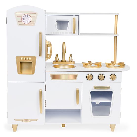Grande cucina in legno per bambini bianco-oro ECOTOYS