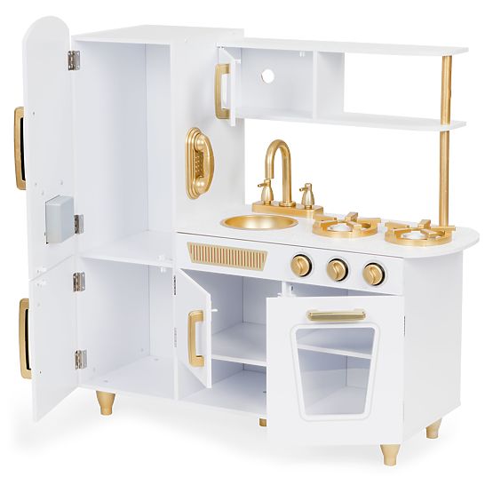 Grande cucina in legno per bambini bianco-oro ECOTOYS
