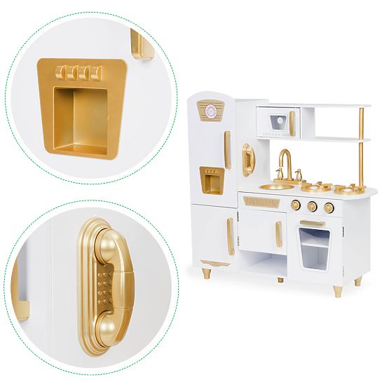 Grande cucina in legno per bambini bianco-oro ECOTOYS