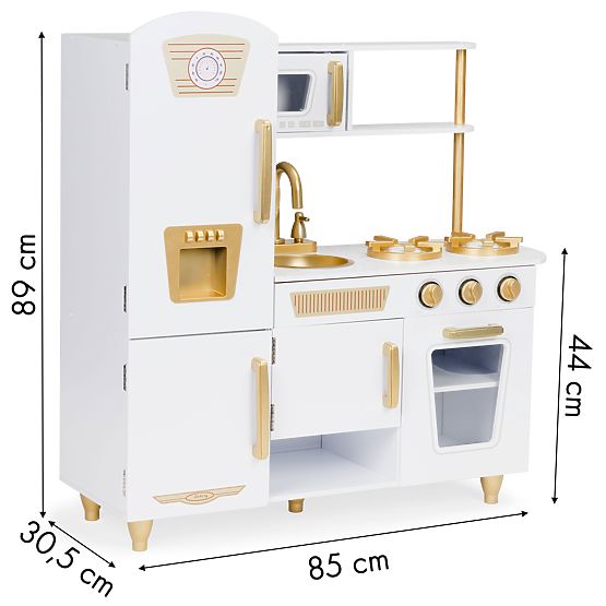 Grande cucina in legno per bambini bianco-oro ECOTOYS