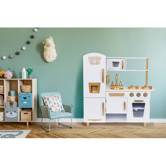 Grande cucina in legno per bambini bianco-oro ECOTOYS