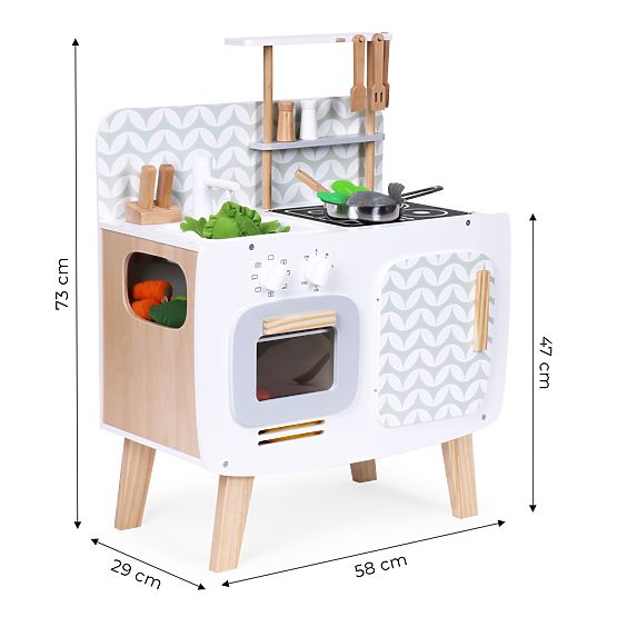 Cucina in legno per bambini retrò forno fornelli lavello accessori da cucina ECOTOYS