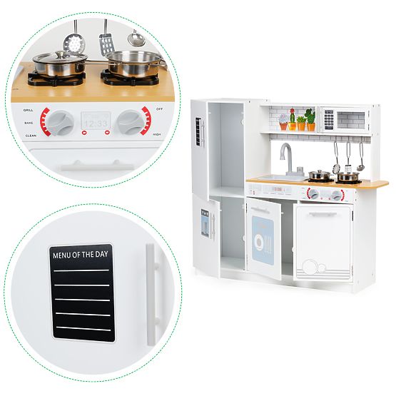 Cucina in legno per bambini con luce LED + pentole ECOTOYS