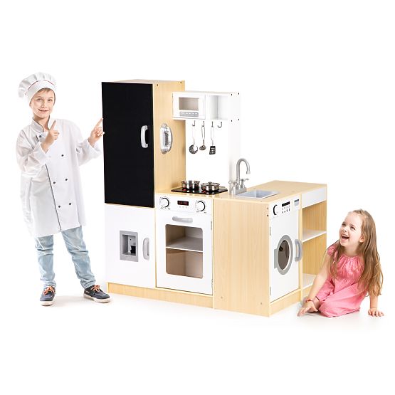 Cucina in legno per bambini segmenti indipendenti XXL lavagna + LED ECOTOYS