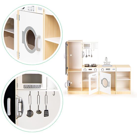 Cucina in legno per bambini segmenti indipendenti XXL lavagna + LED ECOTOYS