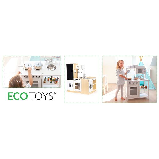 Cucina in legno per bambini segmenti indipendenti XXL lavagna + LED ECOTOYS