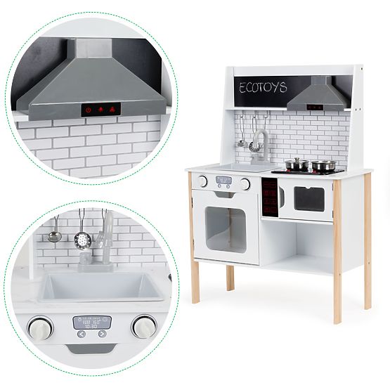 Cucina in legno per bambini + suoni e luci ECOTOYS