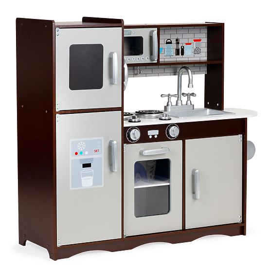 Grande cucina in legno per bambini con armadietti e frigorifero ECOTOYS