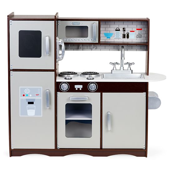 Grande cucina in legno per bambini con armadietti e frigorifero ECOTOYS