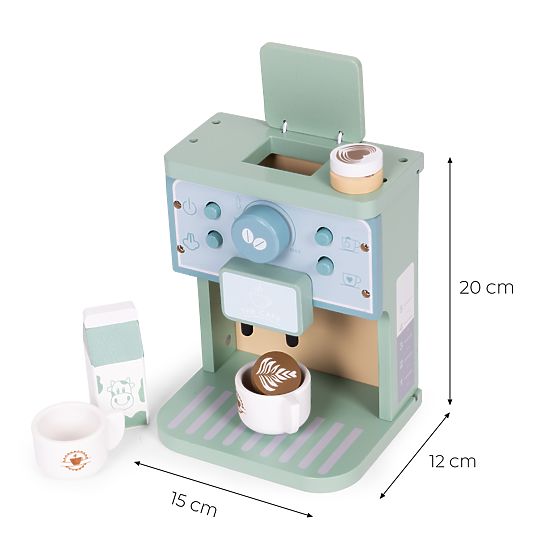 Macchina da caffè in legno per bambini set barista 8 pezzi ECOTOYS