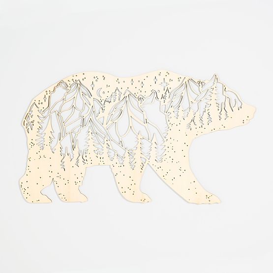 Pittura geometrica in legno - Bear Mountains - diversi colori Colore: naturale