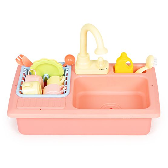 Lavello con rubinetto riempito d'acqua 12 accessori giocattolo per bambini