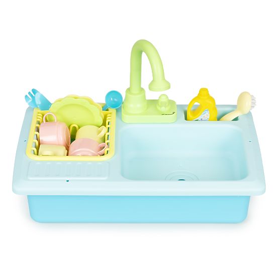 Lavello con rubinetto riempito d'acqua 12 accessori giocattolo per bambini