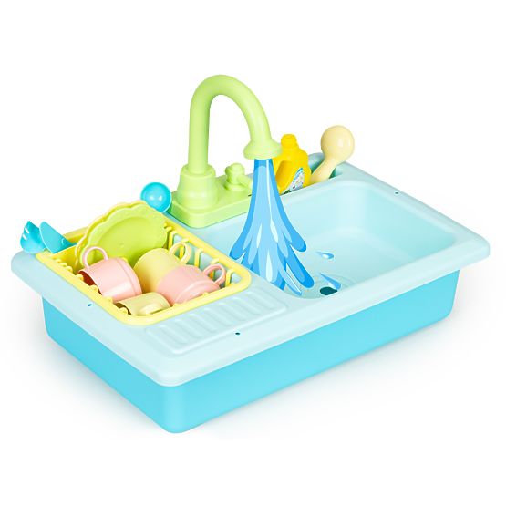 Lavello con rubinetto riempito d'acqua 12 accessori giocattolo per bambini
