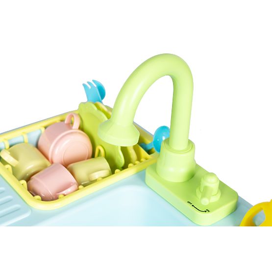 Lavello con rubinetto riempito d'acqua 12 accessori giocattolo per bambini