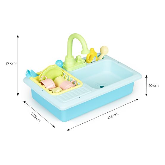 Lavello con rubinetto riempito d'acqua 12 accessori giocattolo per bambini