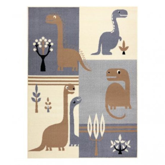 Tappeto per bambini Dinosaur World - grigio-marrone