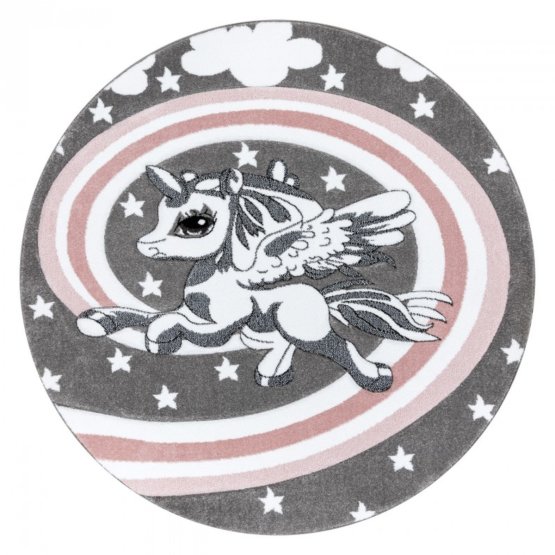 Tappeto rotondo PETIT - Unicorno - grigio