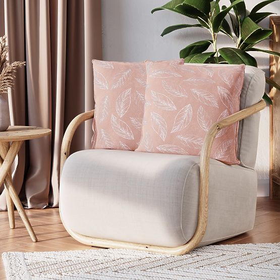 Fodera decorativa per cuscino CALM rosa cipria con motivo vegetale stile classico velluto 45x45 ame