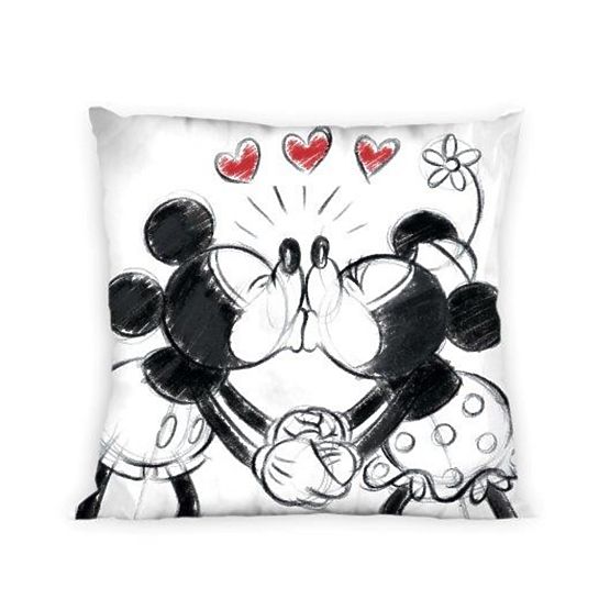 Fodera per cuscino 40x40 cm - Topolino e Minnie - bianco e nero
