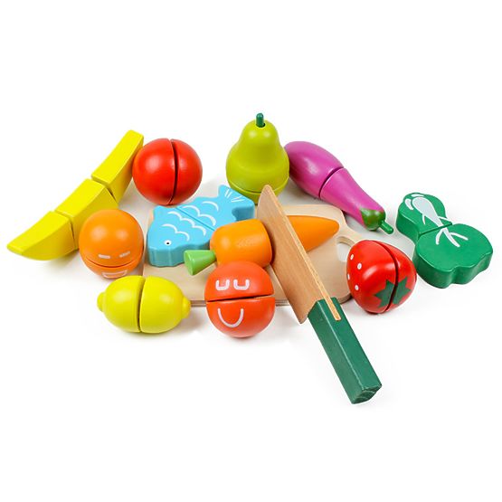 Frutta e verdura in legno da affettare