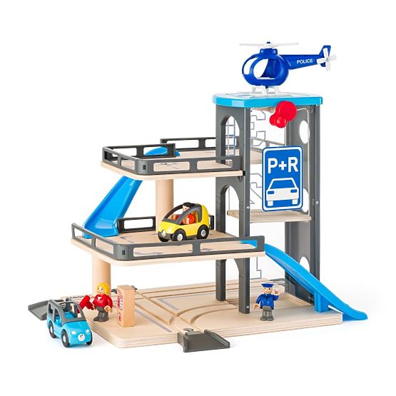 Garage a più piani con area di atterraggio per elicottero