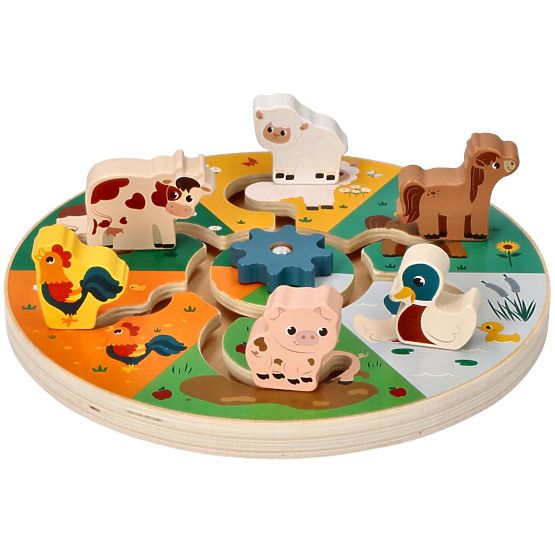 Gioco in legno scorrevole - animali della fattoria