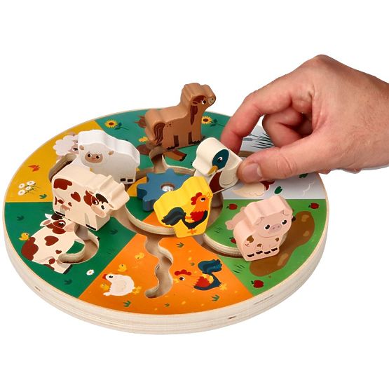 Gioco in legno scorrevole - animali della fattoria