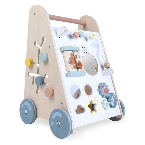 Girello in legno per bambini con elementi mobili ECOTOYS