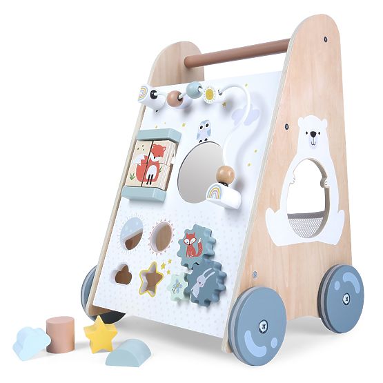 Girello in legno per bambini con elementi mobili ECOTOYS