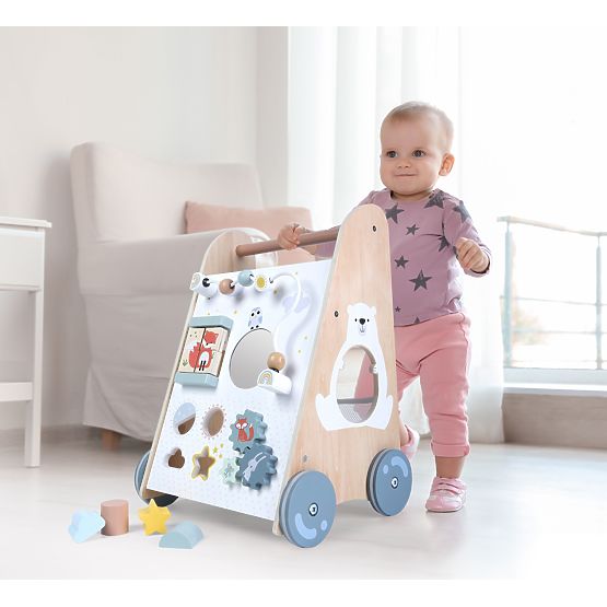 Girello in legno per bambini con elementi mobili ECOTOYS