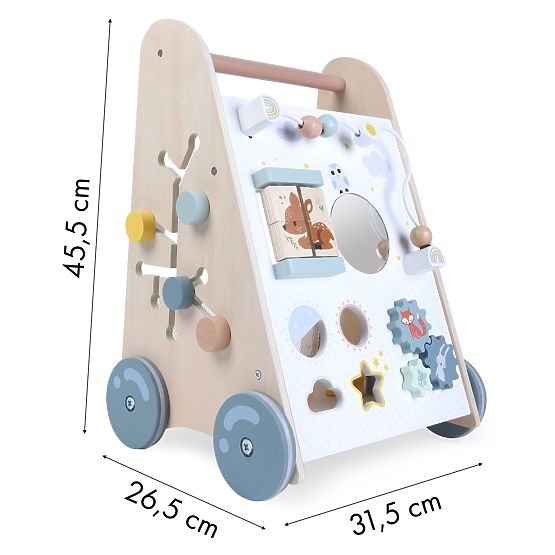 Girello in legno per bambini con elementi mobili ECOTOYS