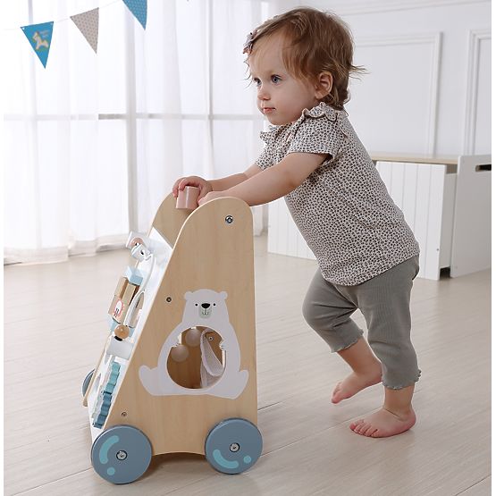 Girello in legno per bambini con elementi mobili ECOTOYS