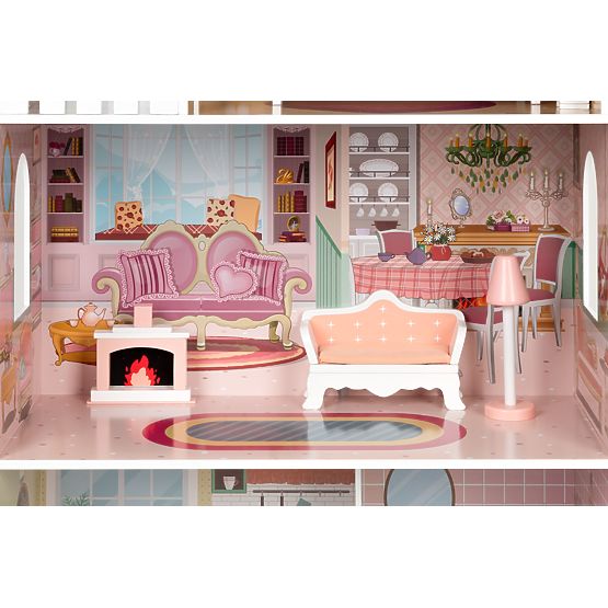 Grande casa delle bambole con set di mobili ECOTOYS