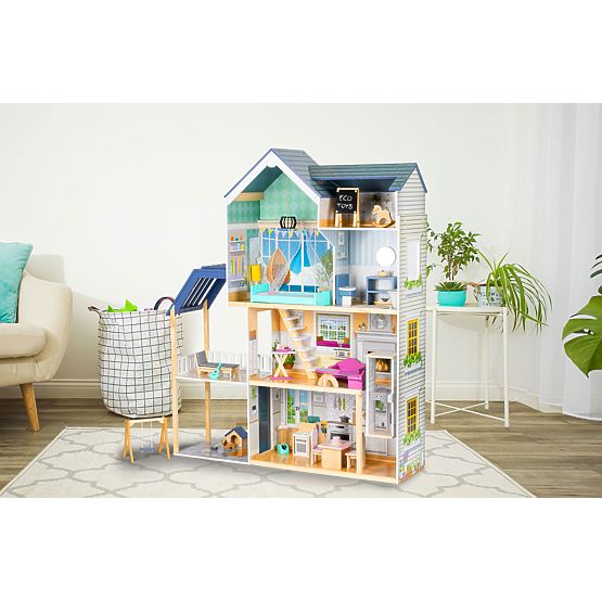 Grande casa delle bambole in legno 138 cm Residenza Maya 28 pezzi ECOTOYS