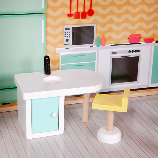 Grande casa delle bambole in legno con ascensore e mobili ECOTOYS