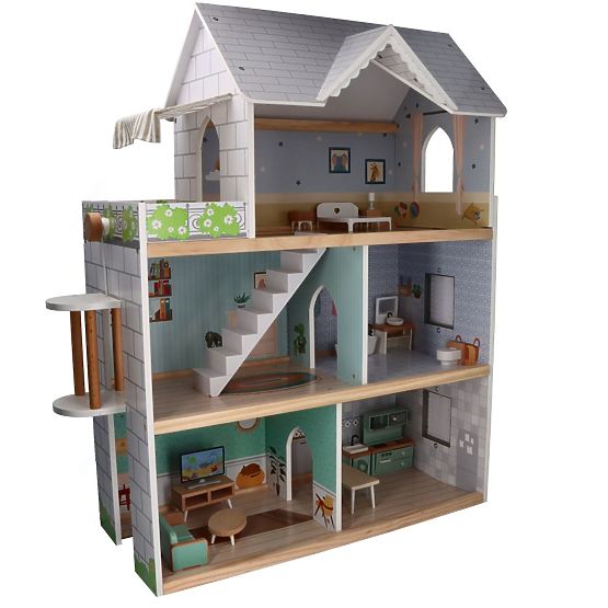 Grande casa delle bambole in legno