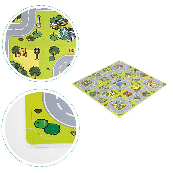 Grande tappetino in schiuma EVA per bambini Città 90,5x90,5 cm 21 pezzi ECOTOYS