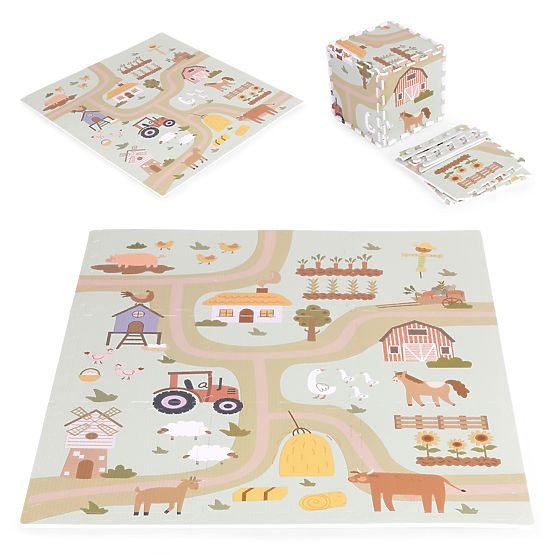 Grande tappetino in schiuma EVA per bambini fattoria 90,5x90,5 cm 21 pezzi ECOTOYS