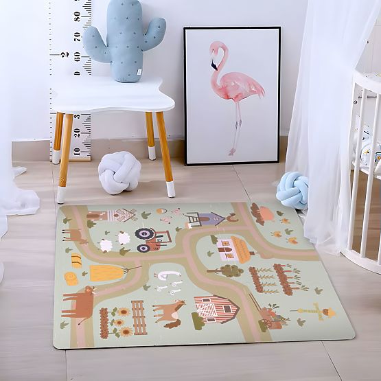 Grande tappetino in schiuma EVA per bambini fattoria 90,5x90,5 cm 21 pezzi ECOTOYS